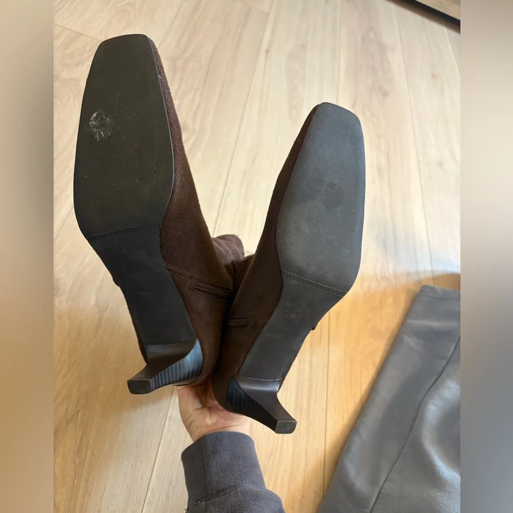 Studio Works Brown faux Suede Heeled Boots - Picture 5 of 6